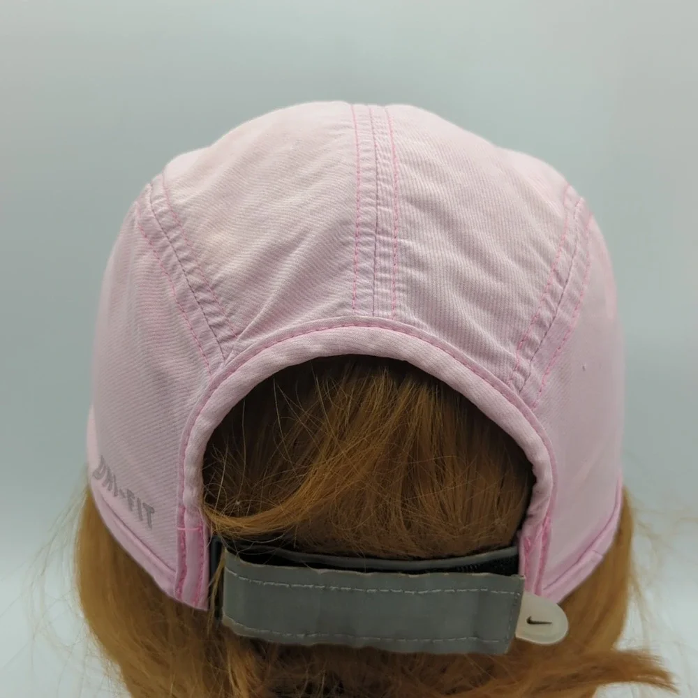 Nike AW84 5 Panel Hat Cap Pink Strap Back Adjustable Lightweight Dri-Fit *Read*